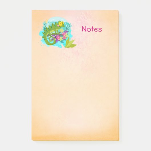Tropische hagedis met bloemen post-it® notes (Voorkant)