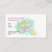 Tropische hagedis met bloemen visitekaartje (Achterkant)