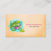 Tropische hagedis met bloemen visitekaartje (Voorkant)