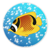 Tropische Halfmaan Butterflyfish Exotic Sealife Keramische Knop (Voorkant)