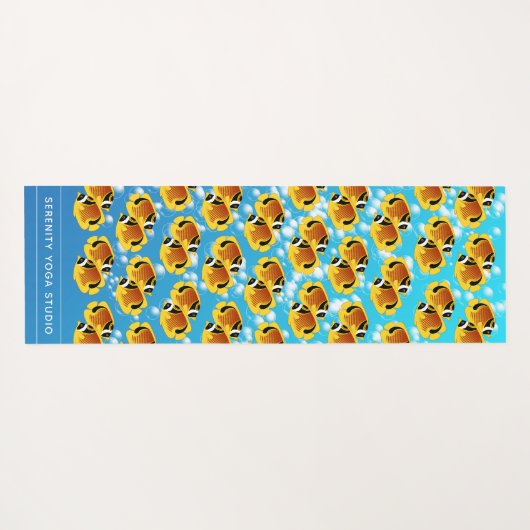 Tropische halfmoon Butterflyfish in bubelwater Yogamat (Achterkant (horizontaal))