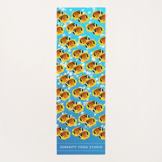 Tropische halfmoon Butterflyfish in bubelwater Yogamat (Achterkant)