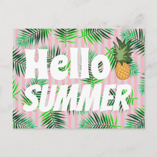 Tropische Hallo zomerpalmvaten en ananas Briefkaart