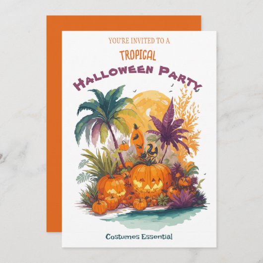 Tropische Halloween feestuitnodiging Save The Date (Voorkant / Achterkant)