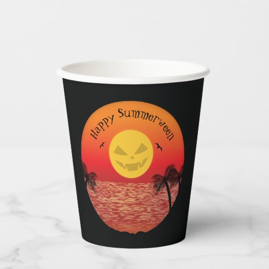 Tropische Halloween Papieren Bekers (Voorkant)