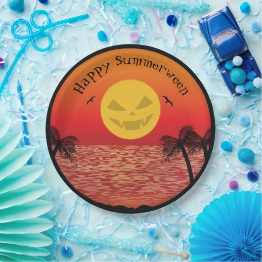 Tropische Halloween Papieren Bordje (Feest)
