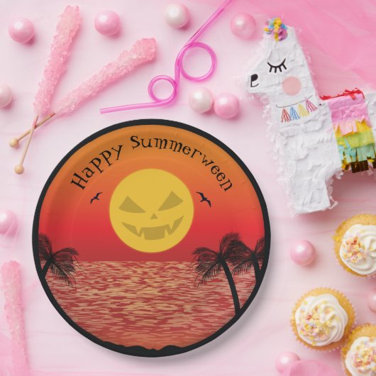 Tropische Halloween Papieren Bordje (Feest)