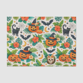 Tropische Halloween Pompoenen Tissuepapier