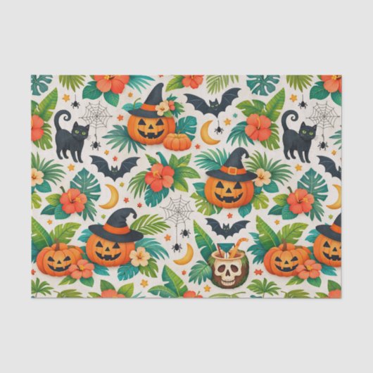 Tropische Halloween Pompoenen Tissuepapier (Voorkant)