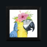 Tropische Halo - Parrot Cadeaudoosje<br><div class="desc">"Tropische Halo II" door Grace Popp. Kenmerkt een Macaw vogel met een hibiscus bloem.</div>