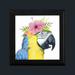 Tropische Halo - Parrot Cadeaudoosje<br><div class="desc">"Tropische Halo II" door Grace Popp. Kenmerkt een Macaw vogel met een hibiscus bloem.</div>