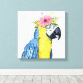 Tropische Halo - Parrot Canvas Afdruk (Insitu (Houten vloer))