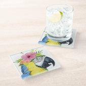 Tropische Halo - Parrot Glazen Onderzetter (Schuin)