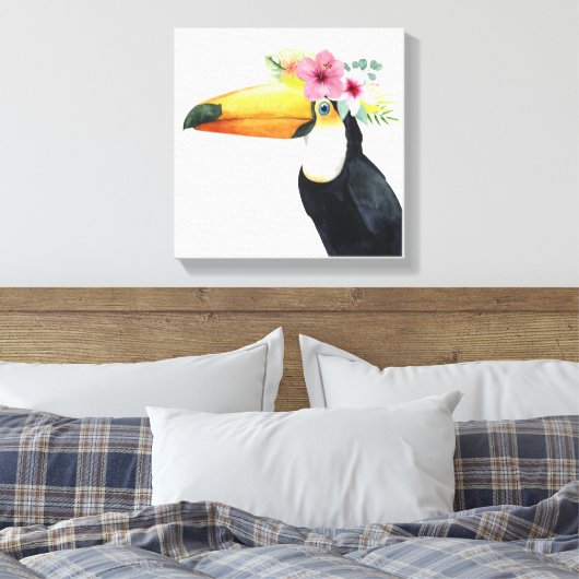Tropische Halo - Toucan Canvas Afdruk (Insitu (Slaapkamer))