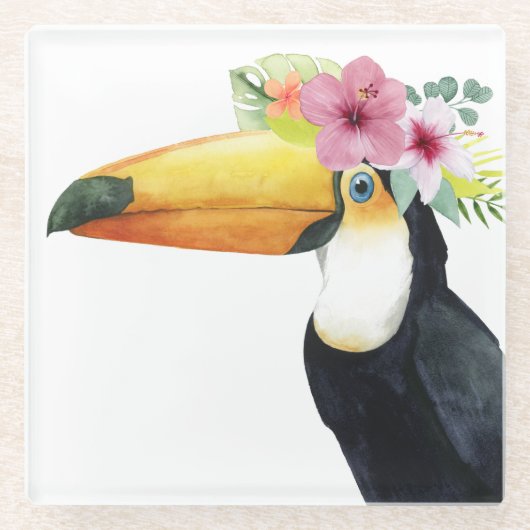 Tropische Halo - Toucan Glazen Onderzetter (Voorkant)
