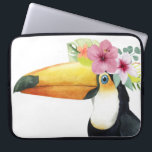 Tropische Halo - Toucan Laptop Sleeve<br><div class="desc">Tropische Halo III" door Grace Popp. Een Toucan-vogel draagt bloemen.</div>