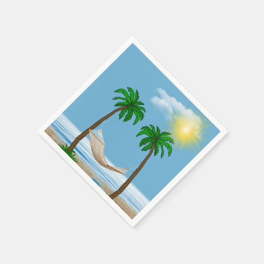 Tropische hammock- en palmbomen servet (Hoek)