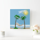 Tropische hammock- en palmbomen vierkante klok (Huis)