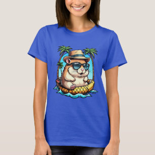 Tropische Hamster in Ananas Drijvend Cute Zomer T-shirt