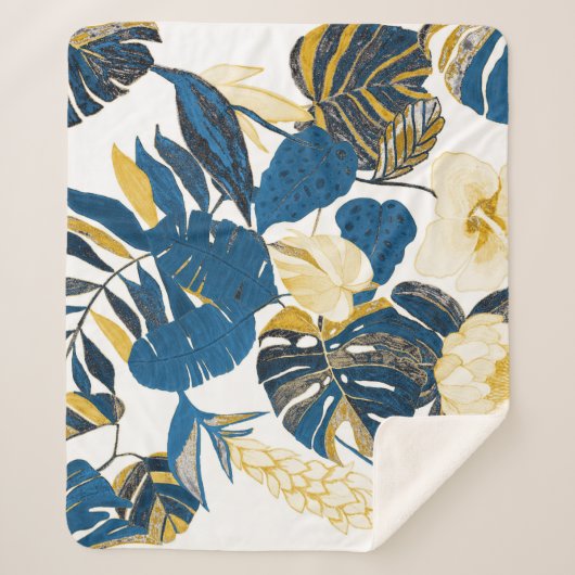 Tropische Hand getrokken: Creatief Naadloos Patroo Sherpa Deken (Voorkant)