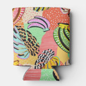 Tropische Hand getrokken kunstwerk patchwork Blikjeskoeler (Achterkant)