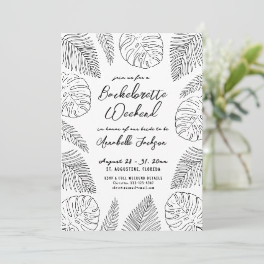 Tropische Hand Getrokken Strand Bachelorette Party Kaart (Staand voorkant)