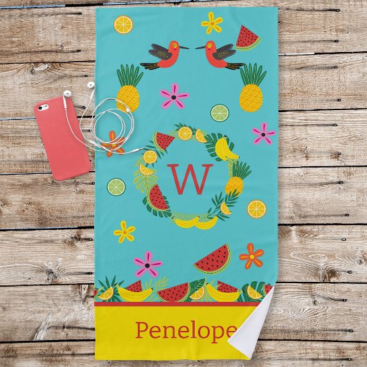 Tropische handdoeken voor vloerkleden en fruit