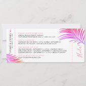 Tropische handpalm Bright Boarding Pass Save Date  Aankondiging (Achterkant)