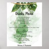 Tropische handpalm Drinken Menu Weddenschap Poster (Voorkant)