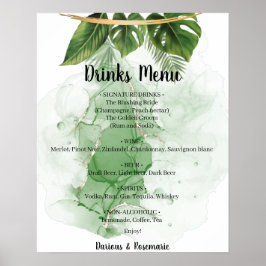 Tropische handpalm Drinken Menu Weddenschap Poster