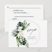 Tropische handpalm en witte Floral met gemiddelde  RSVP Kaartje (Voorkant / Achterkant)