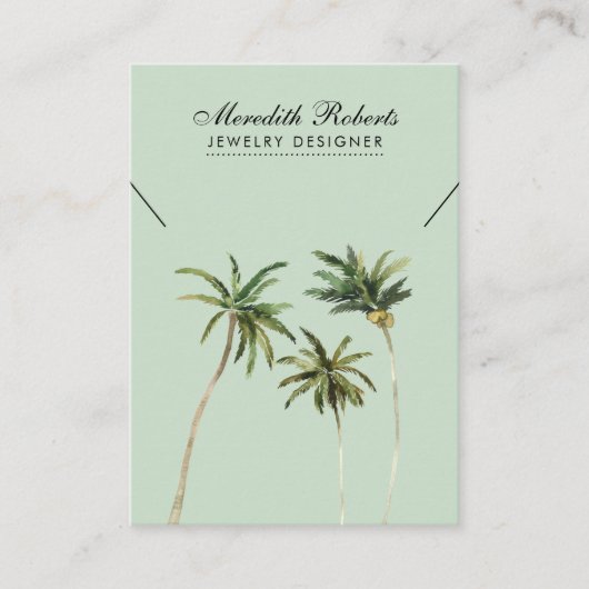 Tropische handpalm Trees juwelen Ketting Display C Visitekaartje (Voorkant)