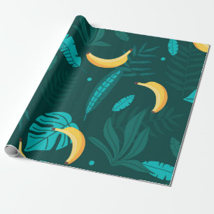 Tropische handpalm verlaat naadloos patroon. Banan Cadeaupapier
