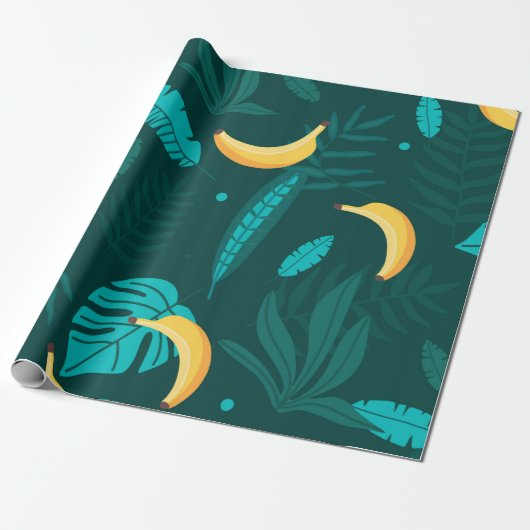 Tropische handpalm verlaat naadloos patroon. Banan Cadeaupapier (Uitgerold)