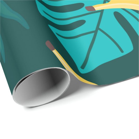 Tropische handpalm verlaat naadloos patroon. Banan Cadeaupapier (Rol Hoek)