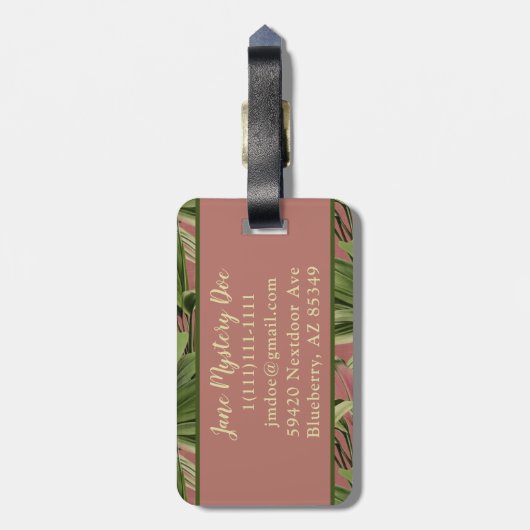  tropische handpalmen bagagelabel (Achterkant verticaal)