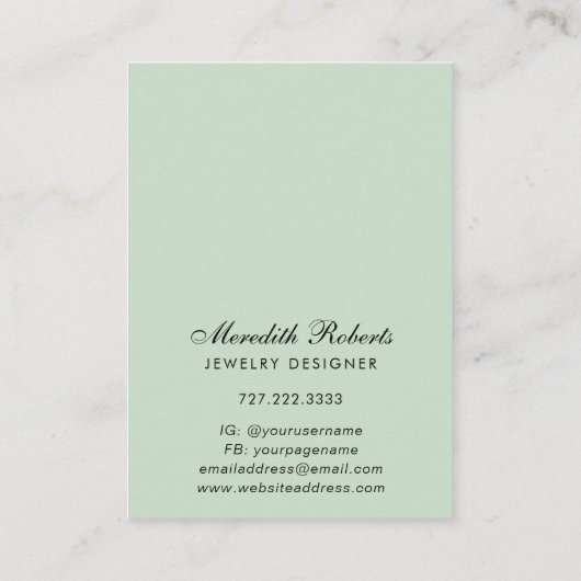 Tropische handpalmen bedekken juwelen die een sche visitekaartje (Achterkant)