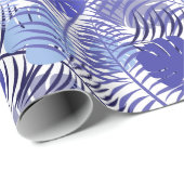 Tropische handpalmen Blauw wit Oerwoud afdrukken Cadeaupapier (Rol Hoek)