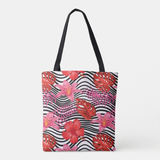 Tropische handpalmen Canvas tas (Achterkant)