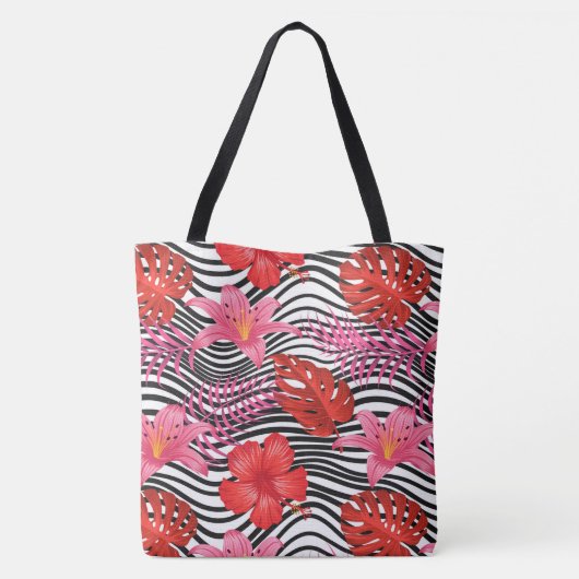 Tropische handpalmen Canvas tas (Achterkant)