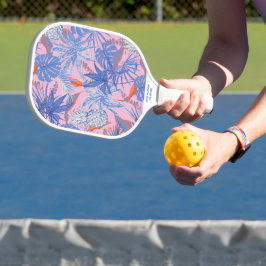 Tropische handpalmen en ananassen Aangepaste naam  Pickleball Paddle
