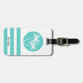 Tropische handpalmen en strepen met Jouw naam Bagagelabel (Voorkant horizontaal)