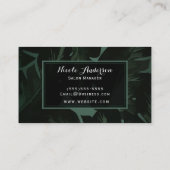 Tropische handpalmen met groene en zwarte kleur visitekaartje (Achterkant)