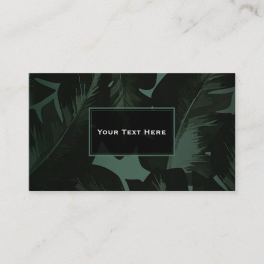 Tropische handpalmen met groene en zwarte kleur visitekaartje (Voorkant)