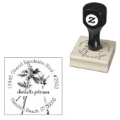 Tropische handpalmen met handmatige omgezette reto rubberstempel (Gestempeld)