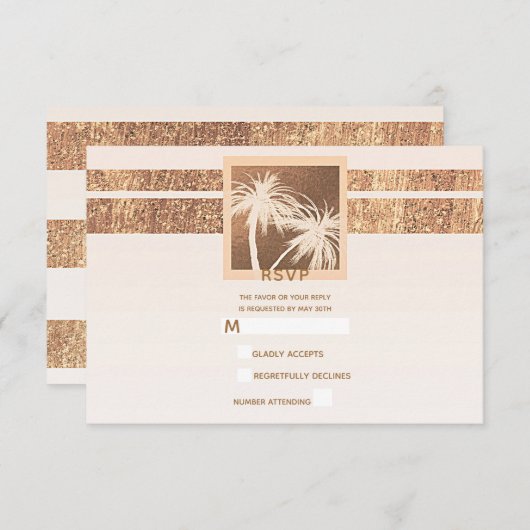 Tropische handpalmen met koper en crème Moderne RS RSVP Kaartje (Voorkant / Achterkant)