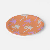 Tropische handpalmen op helder Sinaasappel Papieren Bordje (Gekanteld)