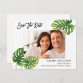 Tropische handpalmen opslaan Datumkaart Save The Date (Voorkant / Achterkant)