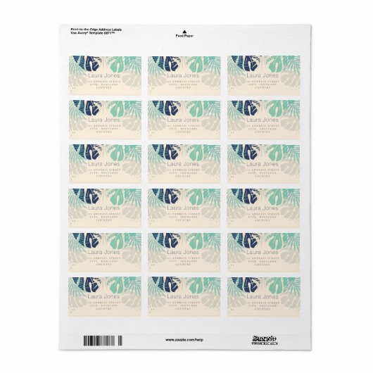 Tropische handpalmen — Visual Design Artist Etiket (Full Sheet)