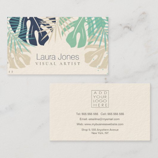 Tropische handpalmen — Visual Design Artist Visitekaartje (Voorkant / Achterkant)